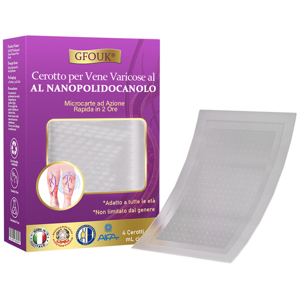 ✅ GFOUK® Cerotto Nano Varicose con Polidocanolo 👩🏼⚕️ Raccomandato dalla Società Italiana di Chirurgia Vascolare (Per Varici, Vene Varicose e Gonfiore alle Gambe)