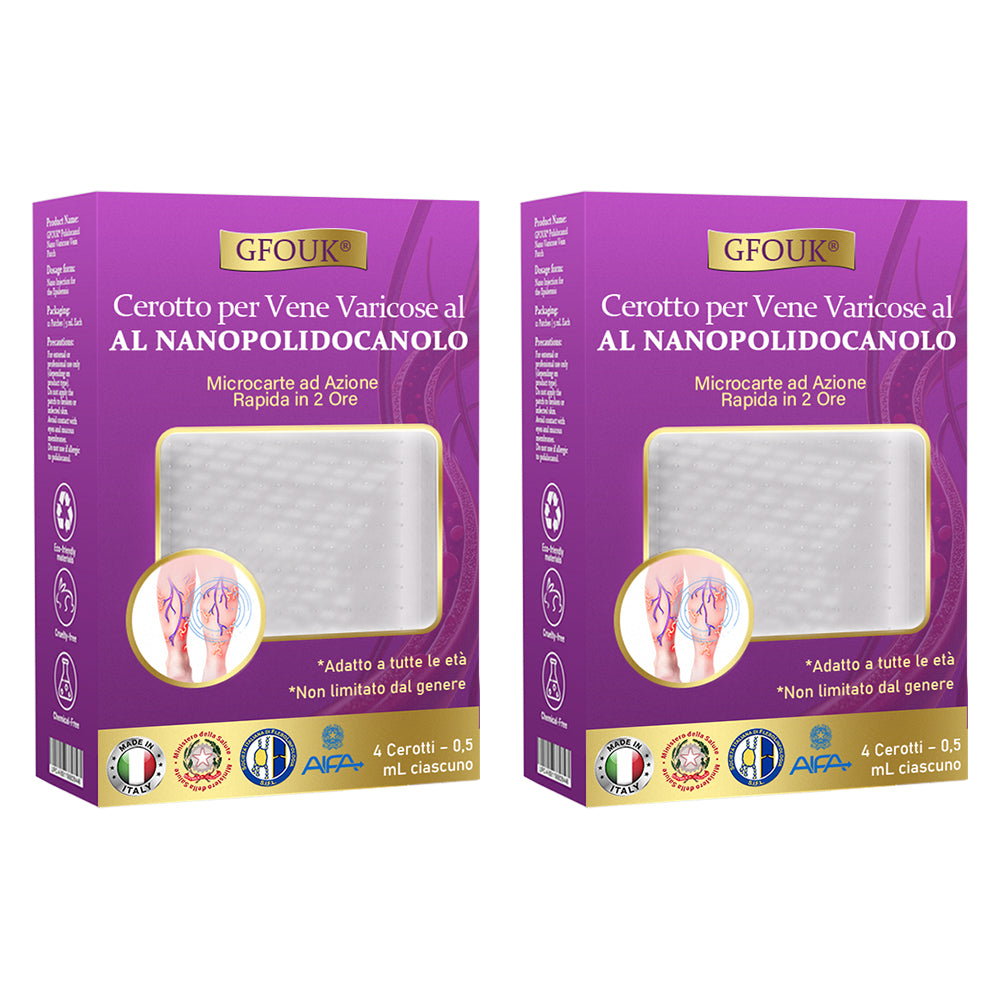 ✅ GFOUK® Cerotto Nano Varicose con Polidocanolo 👩🏼⚕️ Raccomandato dalla Società Italiana di Chirurgia Vascolare (Per Varici, Vene Varicose e Gonfiore alle Gambe)