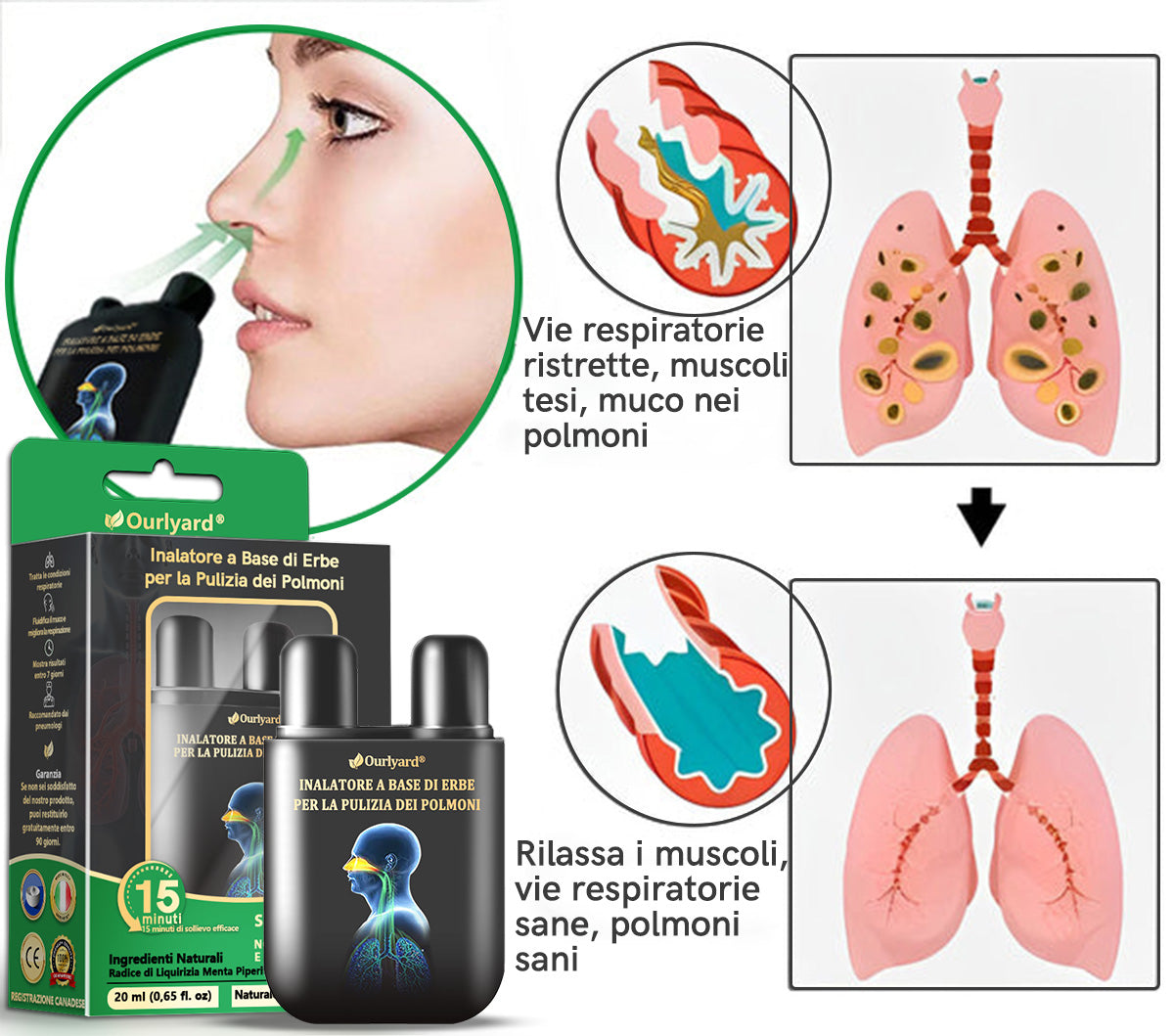 ✅Negozio Ufficiale: Ourlyard™ Inalatore a Base di Erbe per la Pulizia dei Polmoni