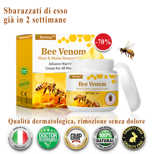 👨⚕️flysmus™ Cura Forte al veleno d'ape, Tratta verruche, escrescenze, infezioni e cicatrici, Leviga la pelle irregolare, Certificato dalla Società Italiana di Dermatologia (SIDeMaST) 🌟