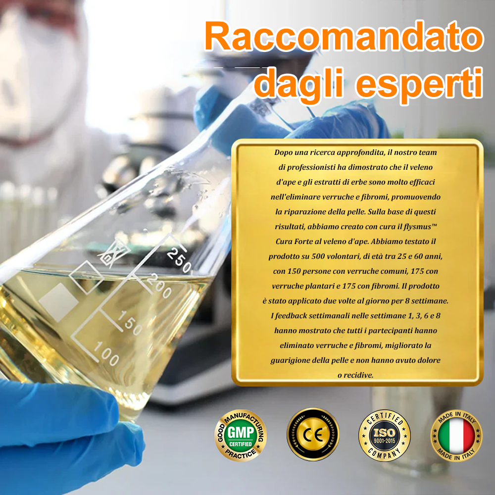 👨⚕️flysmus™ Cura Forte al veleno d'ape, Tratta verruche, escrescenze, infezioni e cicatrici, Leviga la pelle irregolare, Certificato dalla Società Italiana di Dermatologia (SIDeMaST) 🌟