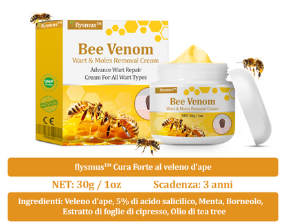 👨‍⚕️flysmus™ Cura Forte al veleno d'ape, Tratta verruche, escrescenze, infezioni e cicatrici, Leviga la pelle irregolare, Certificato dalla Società Italiana di Dermatologia (SIDeMaST) 🌟