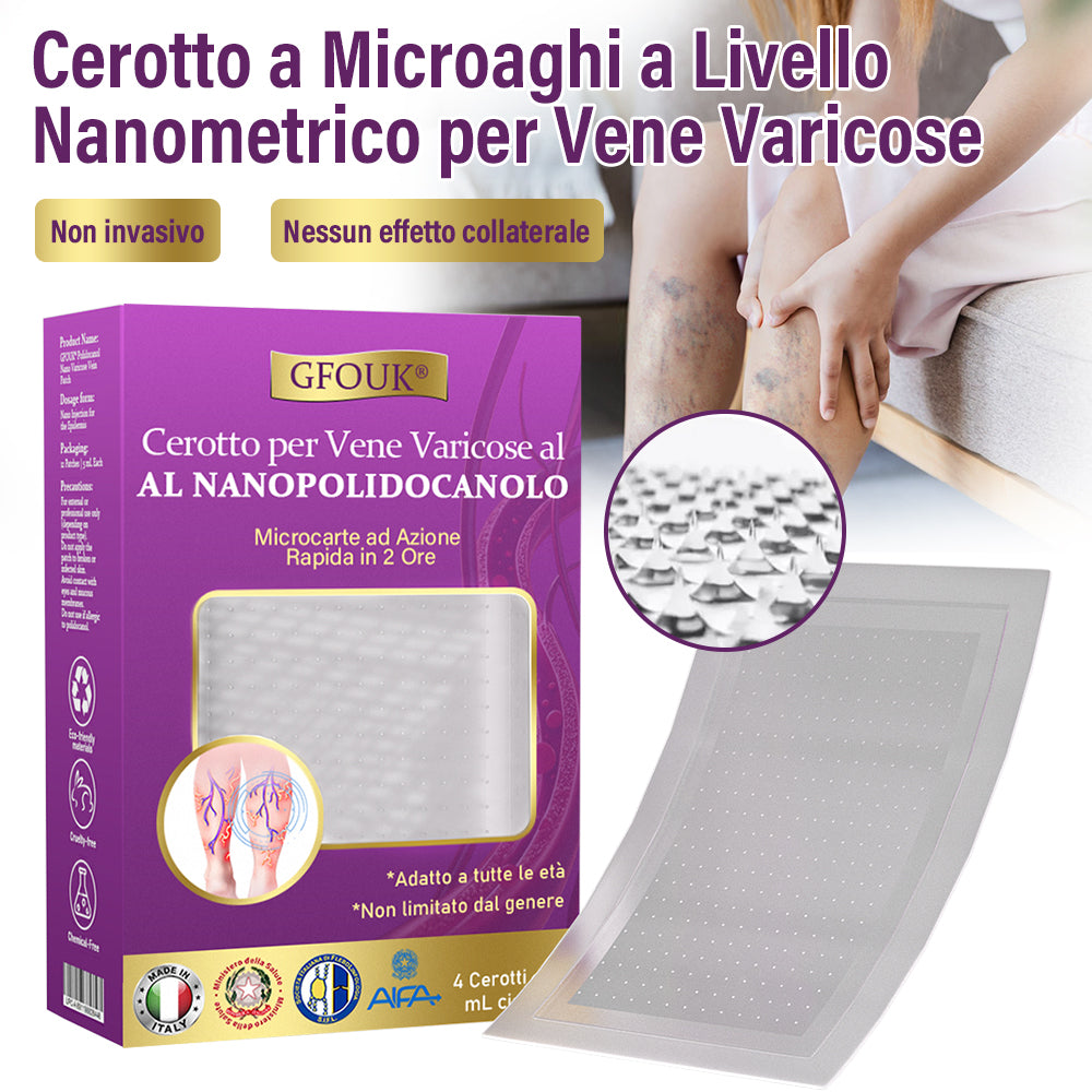 ✅ GFOUK® Cerotto Nano Varicose con Polidocanolo 👩🏼‍⚕️ Raccomandato dalla Società Italiana di Chirurgia Vascolare (Per Varici, Vene Varicose e Gonfiore alle Gambe)